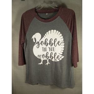 Holliday- Thanksgiving themed "gobble till you wobble" half sleeve t-shirt